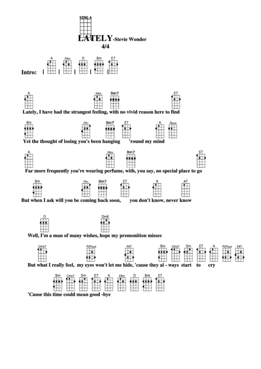 Chord Chart - Stevie Wonder - Lately Printable pdf