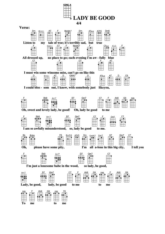Chord Chart - Lady Be Good Printable pdf
