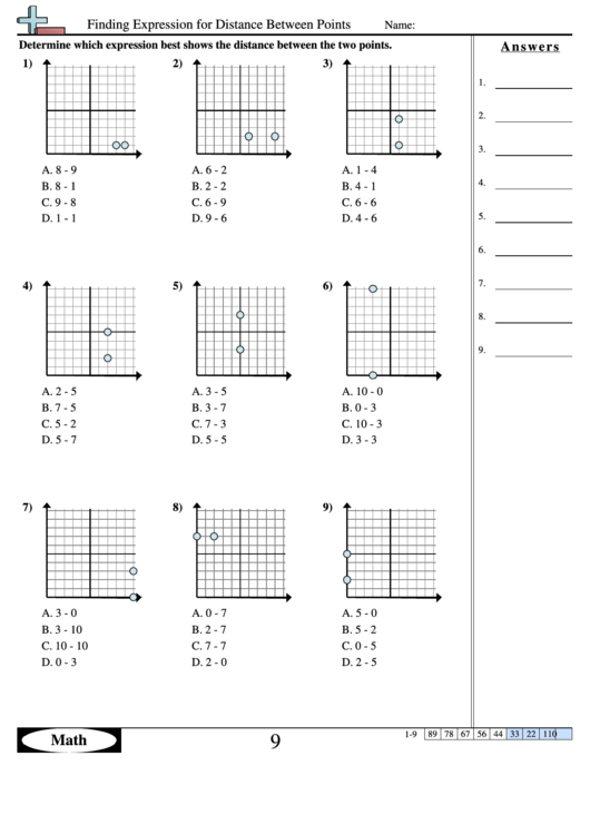 Finding Expression For Distance Between Points Printable pdf
