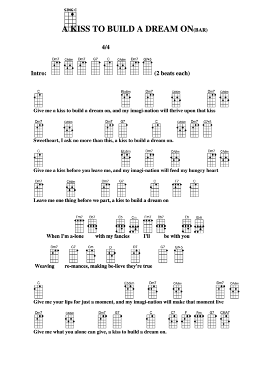 Chord Chart - A Kiss To Build A Dream On (Bar) Printable pdf