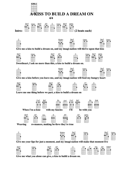 Chord Chart - A Kiss To Build A Dream On Printable pdf