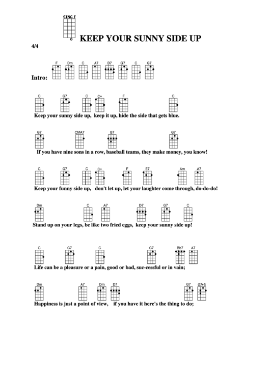 Chord Chart - Keep Your Sunny Side Up Printable pdf