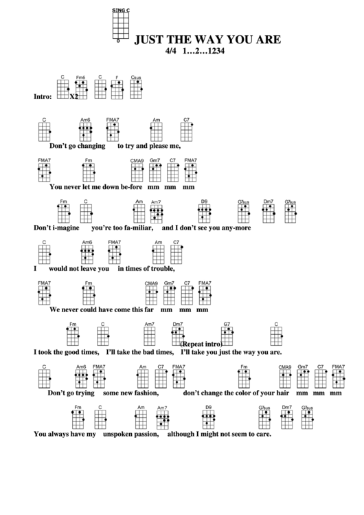 Chord Chart - Just The Way You Are Printable pdf