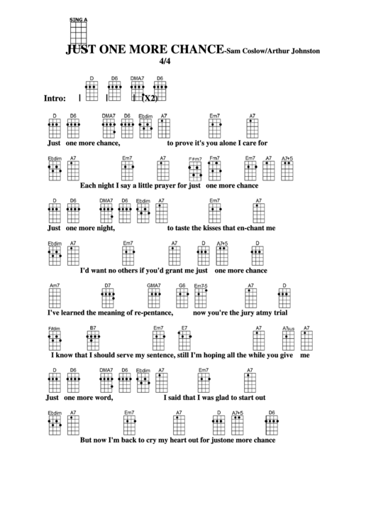 Chord Chart - Sam Coslow/arthur Johnston - Just One More Chance Printable pdf