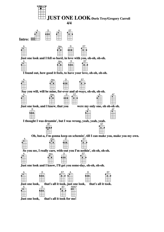 Chord Chart - Doris Troy/gregory Carroll - Just One Look Printable pdf