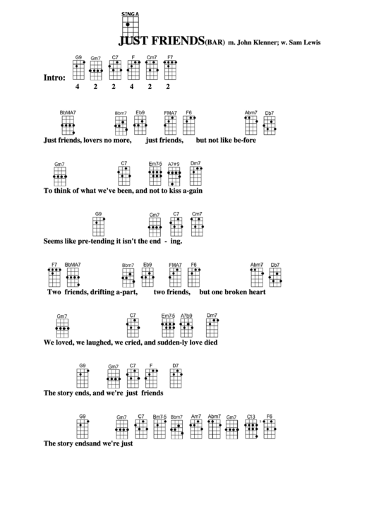 Chord Chart - M. John Klenner; W. Sam Lewis - Just Friends Printable pdf