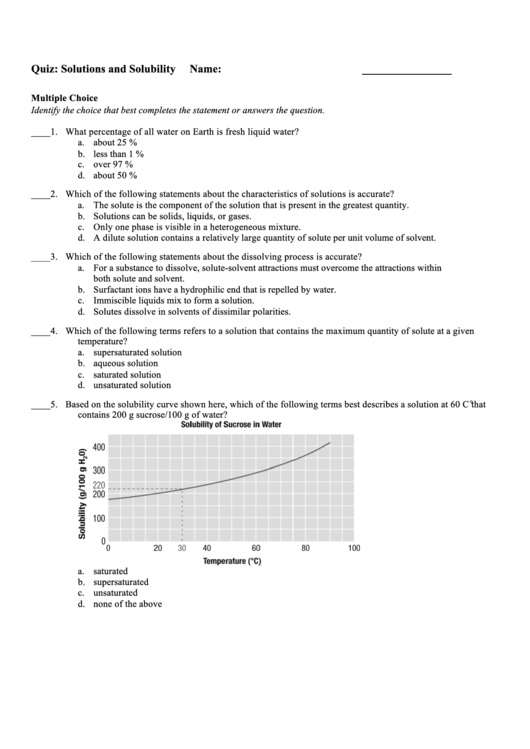 Quiz - Solutions And Solubility Printable pdf