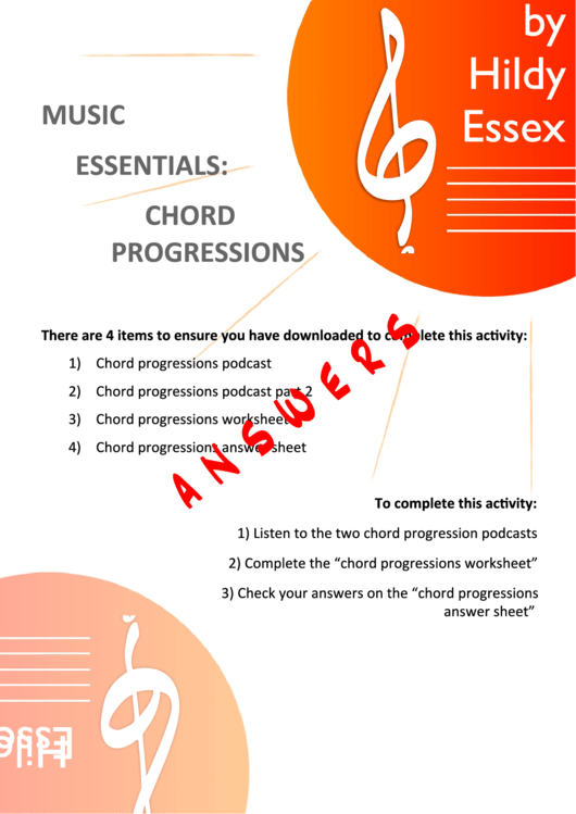 Chord Progressions Activity With Answer Sheet Printable pdf