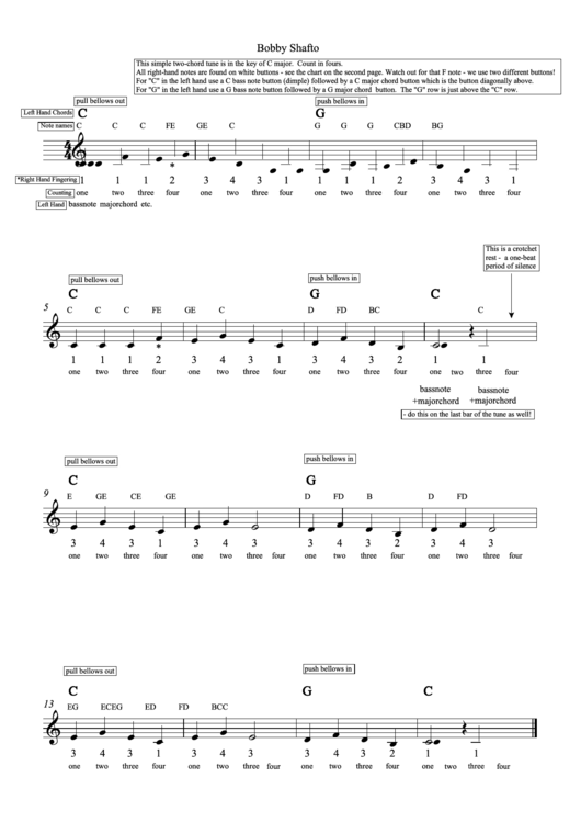 Bobby Shafto Cba (Accordion Sheet Music) Printable pdf