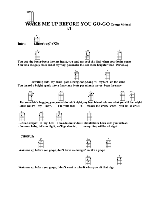 Chord Chart - George Michael - Jitterbug (Wake Me Up Before You Go-Go) Printable pdf