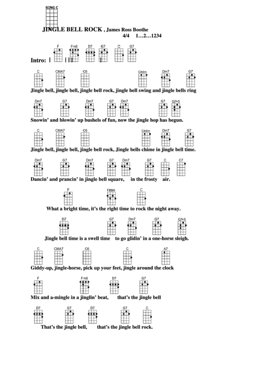 Chord Chart - W.m. Joseph Carleton Beal, James Ross Booth - Jingle Bell Rock Printable pdf