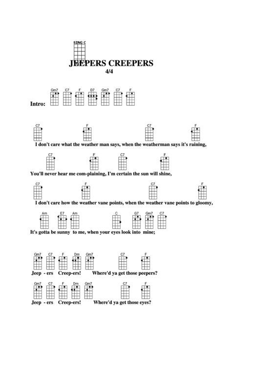 Chord Chart - Jeepers Creepers Printable pdf