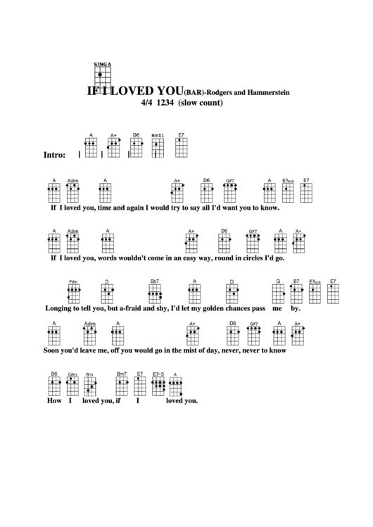 If I Loved You (Bar) - Rodgers And Hammerstein Chord Chart Printable pdf