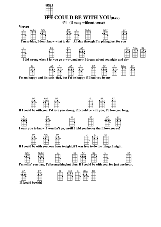 If I Could Be With You (Bar) Chord Chart Printable pdf