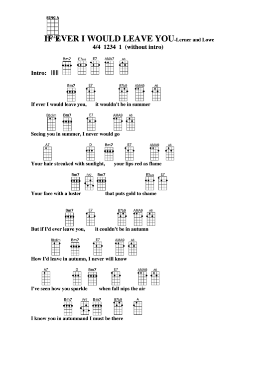 If Ever I Would Leave You - Lerner And Lowe Chord Chart Printable pdf