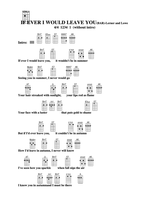 If Ever I Would Leave You (Bar) - Lerner And Lowe Chord Chart Printable pdf