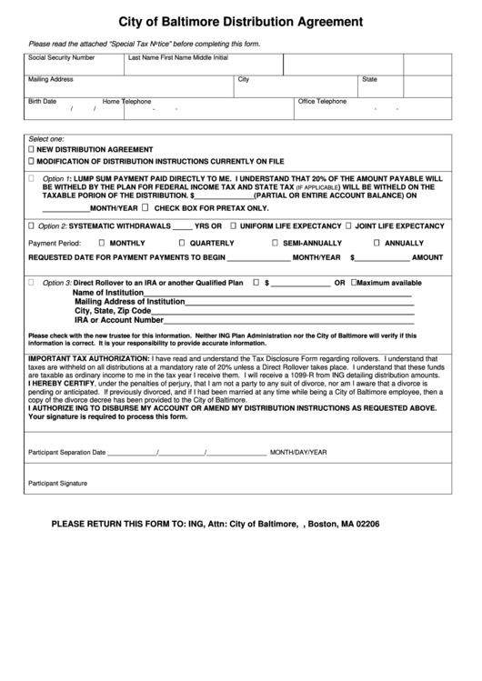 Distribution Agreement Form
