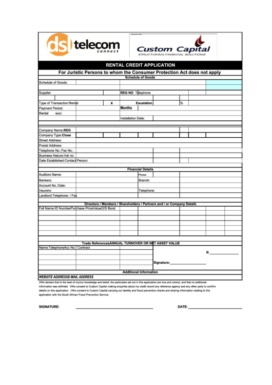 Rental Credit Application Form