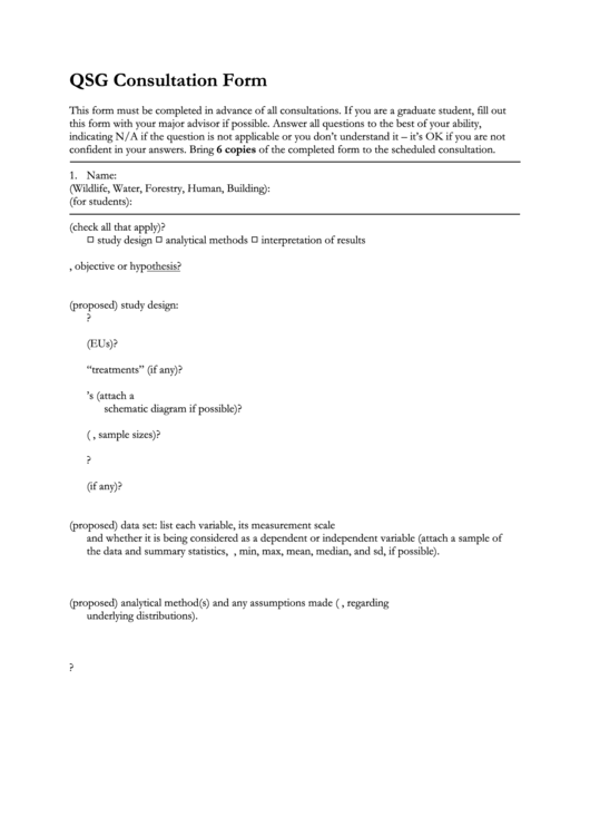 Qsg Consultation Form Printable pdf