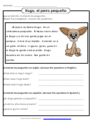 Hugo, El Perro Pequeno Worksheet With Answer Key