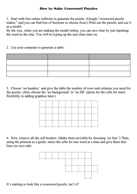 How To Make Crossword Puzzles Printable pdf