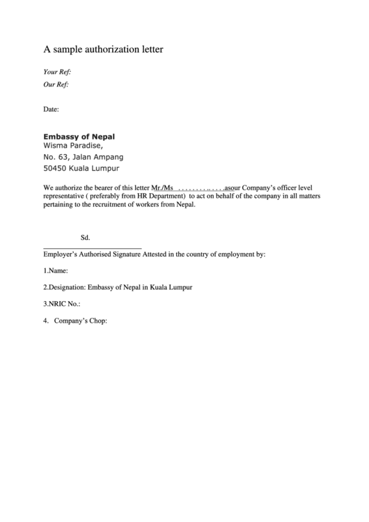 Sample Authorization Letter - White Template
