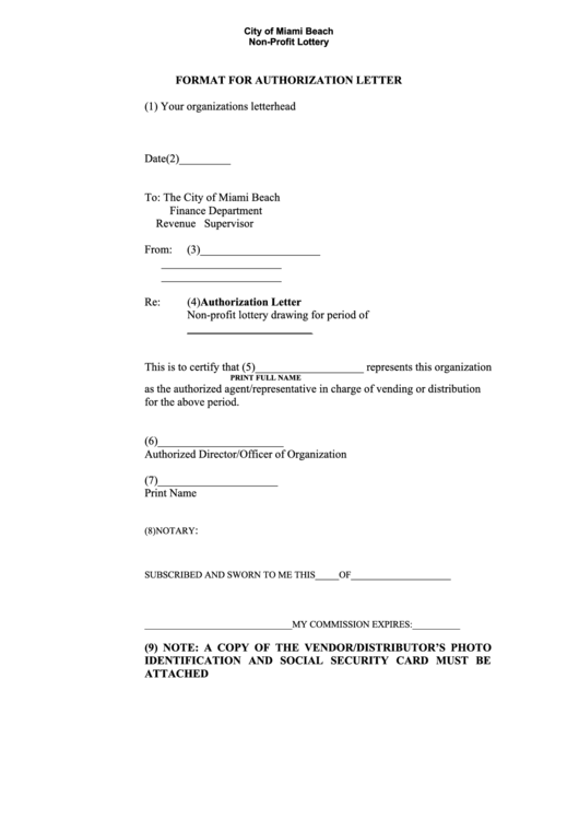 Format For Authorization Letter Printable pdf