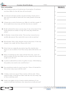 Fraction Word Problems Worksheet With Answer Key