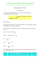 Interactive Maths Worksheets Developing & Refreshing Your Maths Skills Standard Form