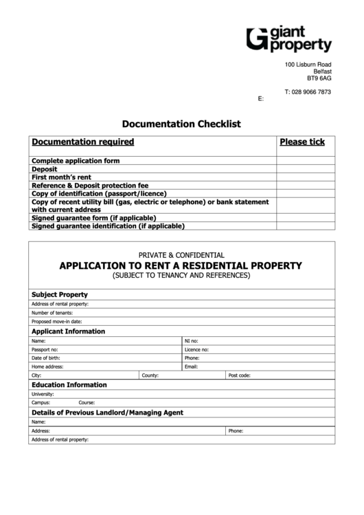 Documentation Checklist Printable pdf