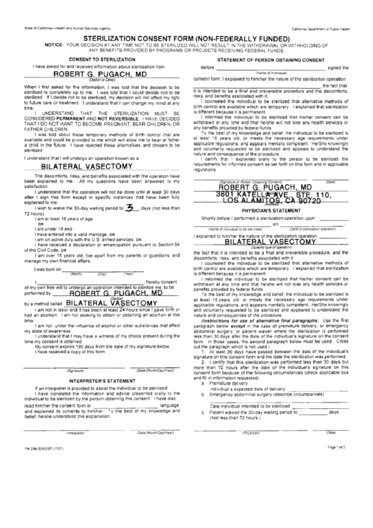 Sterilization Consent Form Printable pdf