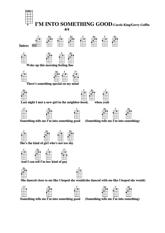 I'M Into Something Good-Carole King/gerry Goffin Chord Chart printable ...