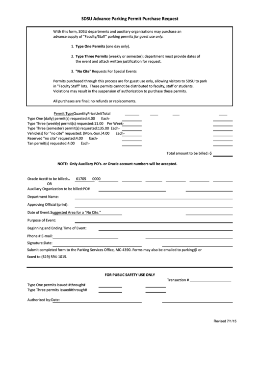Dept Permit Request Form