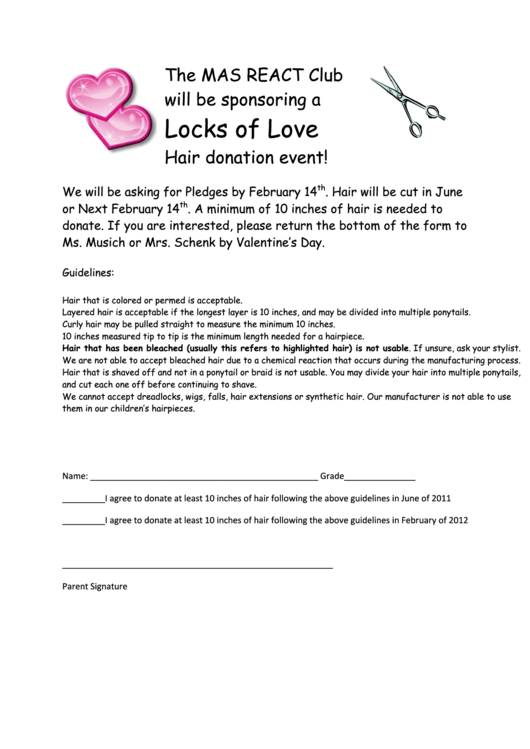 Locks Of Love Schools Printable pdf