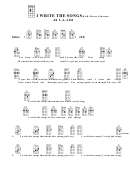 I Write The Songs (Bar) - Bruce Johnston Chord Chart Printable pdf
