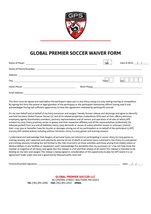 Gps Waiver Form Printable pdf