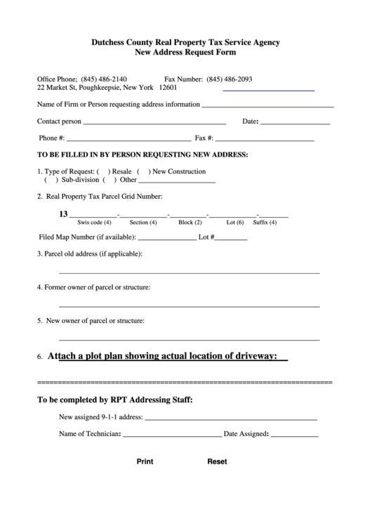 New Address Request Form Printable pdf