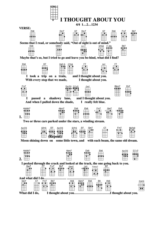 I Thought About You Chord Chart Printable pdf
