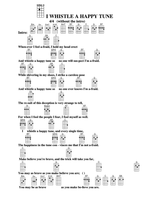 I Whistle A Happy Tune Chord Chart Printable pdf