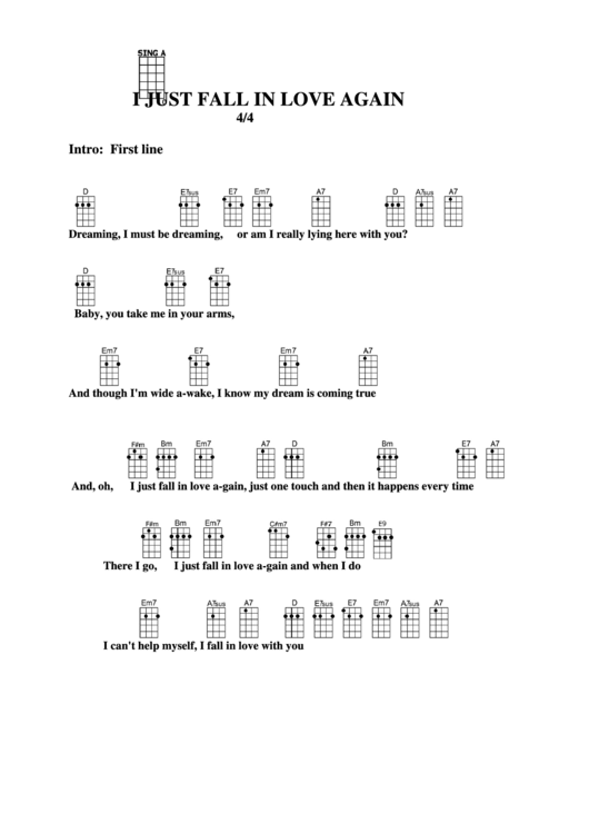 I Just Fall In Love Again Chord Chart Printable pdf