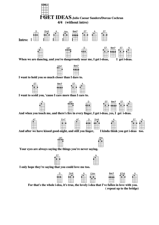 I Get Ideas - Julio Caesar Sanders/dorcas Cochran Chord Chart Printable pdf