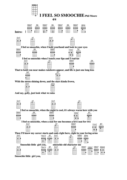 I Feel So Smoochie - Phil Moore Chord Chart Printable pdf