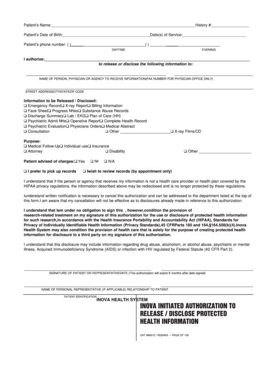 Standard Medical Record Release Form Printable pdf