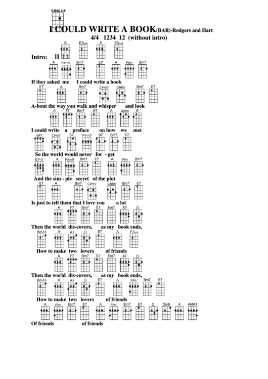I Could Write A Book (Bar) - Rodgers And Hart Chord Chart Printable pdf
