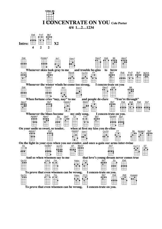 I Concentrate On You - Cole Porter Chord Chart Printable pdf