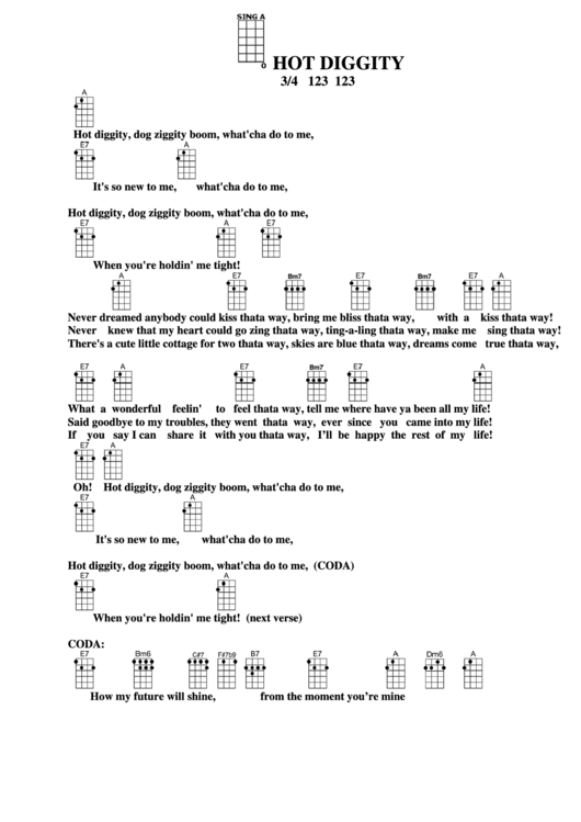 Hot Diggity Chord Chart Printable pdf