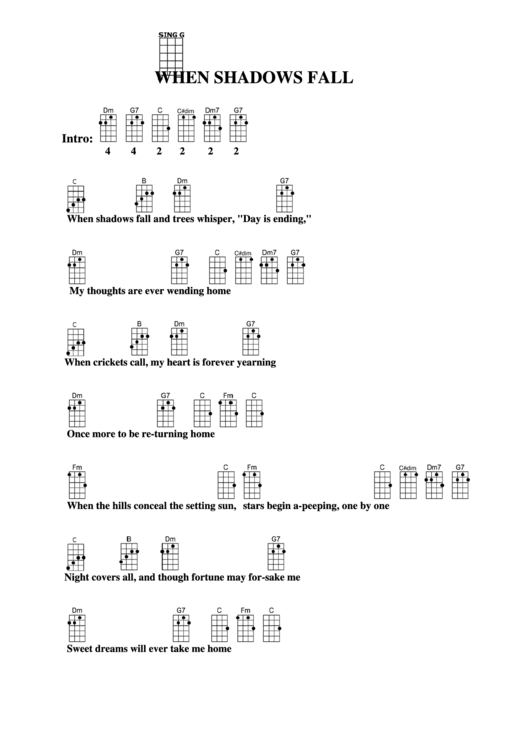 Home (When Shadows Fall) Chord Chart Printable pdf