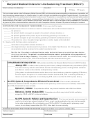 Maryland Medical Orders For Life Sustaining Template Printable pdf