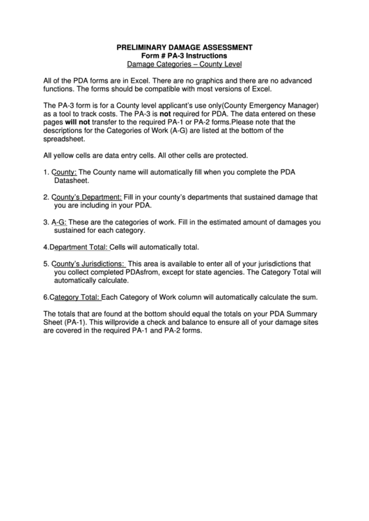 Preliminary Damage Assessment Printable pdf