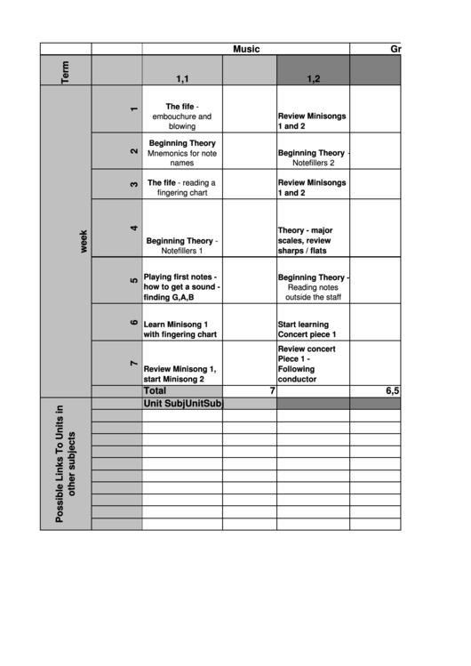 Music Lesson Planner Template Printable pdf